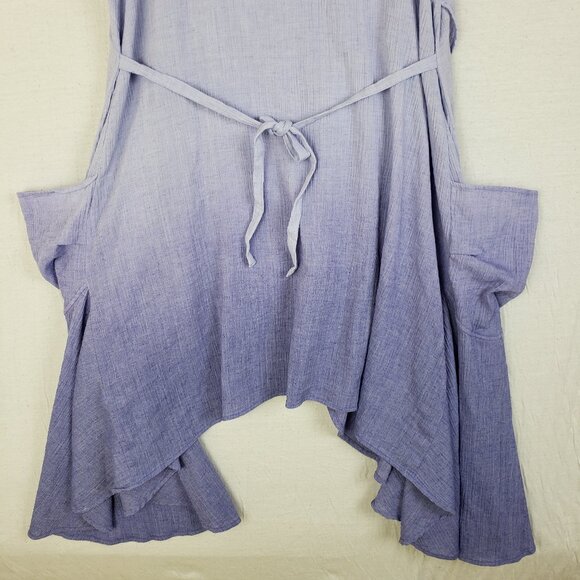 Firmiana Linen Blend Dress Lagenlook Ombre Sharkbite Hem Pockets sz M Oversized - Picture 8 of 14